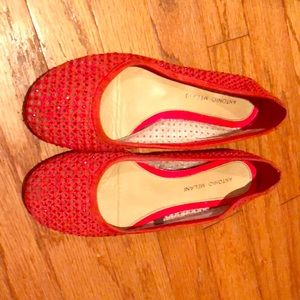 Red sparkly flats